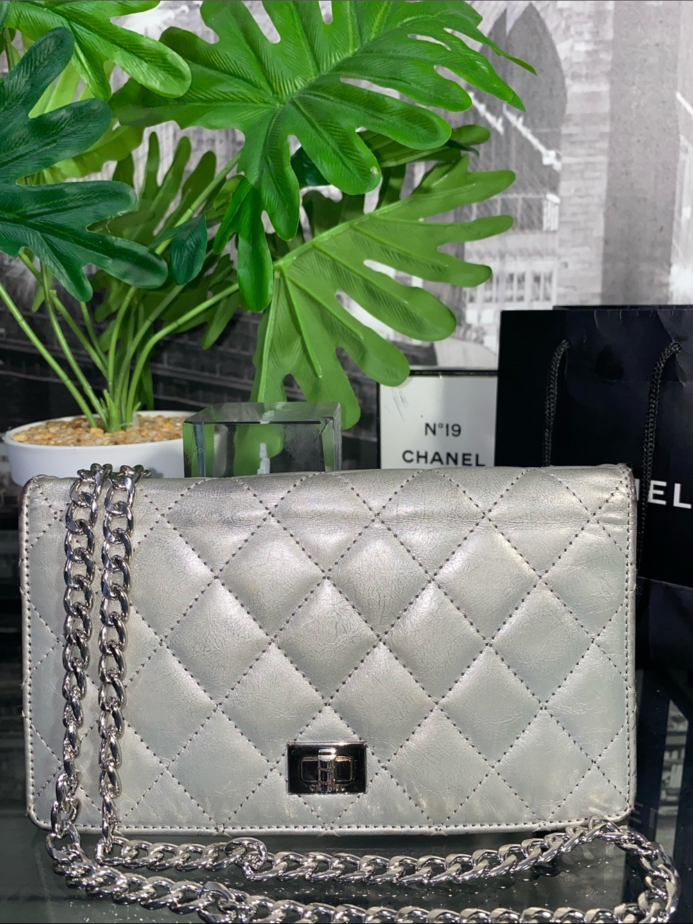 Authentic CHANEL 2.55 Quilted Matelasse Logo Lambskin Long Bifold Flap Wallet